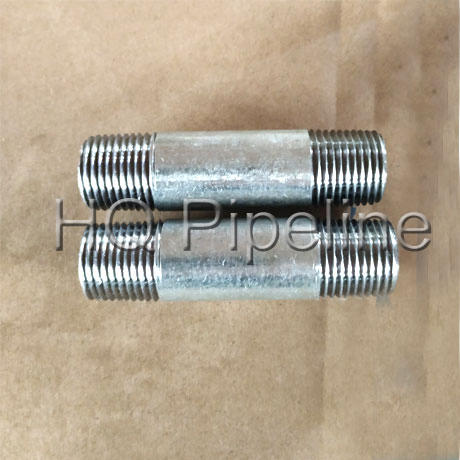 Galvanized Carbon Steel/Stainless Steel Threaded Pipe Fittings Sch40, Sch80 NPT Thread Barrel Nipples