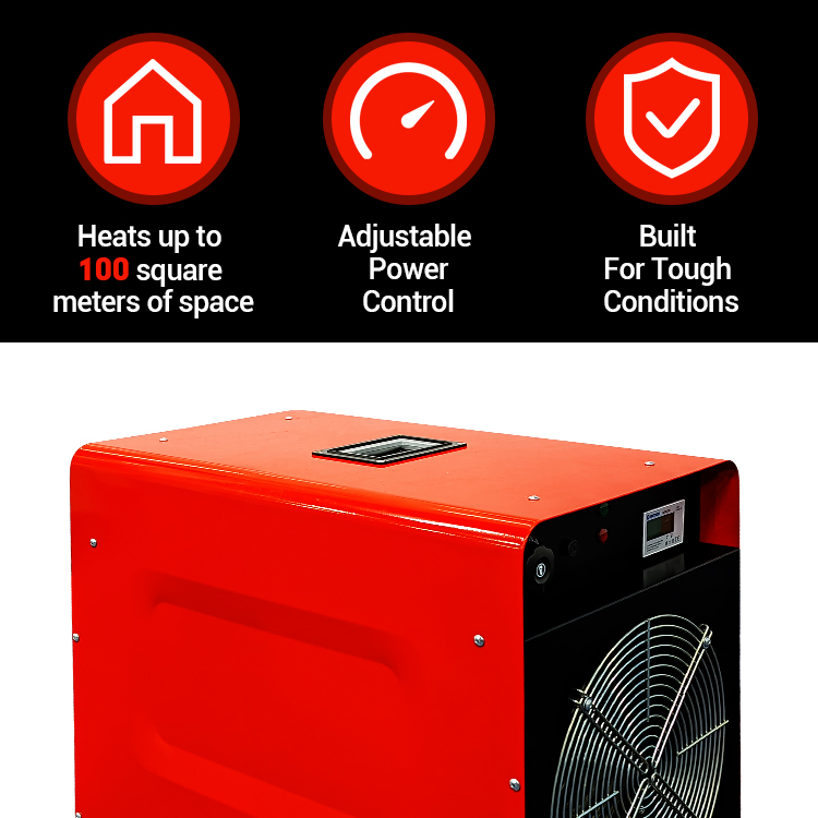 3-Stage Adjustable Heat Output 3kw 6kw 9kw Stackable Carrying Handle Fan Electric Heaters Space Heater