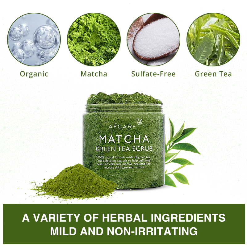 Private Label Matcha Tea Tree Salt Exfoliating Natural Sugar Scrub Body Care Organic Body Scrub