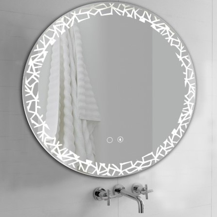 5mm Hotel Decorative Metal Frame Round Oval Rectangle LED Bathroom Mirror with Touch Sensor