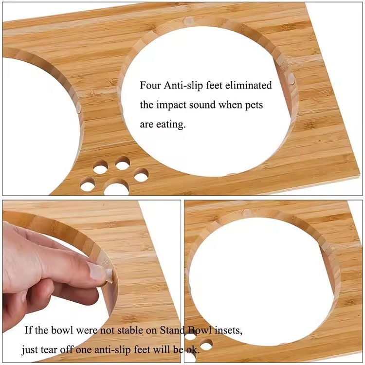 Environmentally Bamboo Friendly Wooden Healthy Material Dog Food Water Pet Bowl