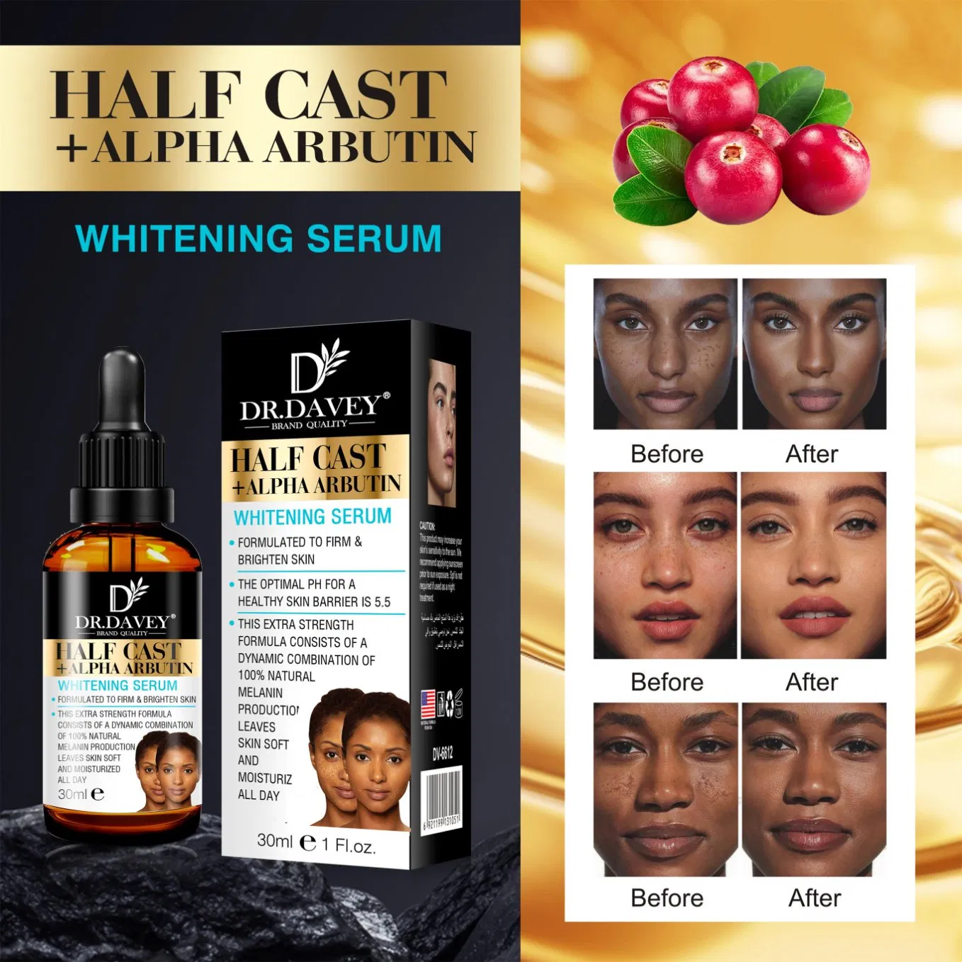 Dr. Davey Brightening Serum with Alpha Arbutin for Even Skin Tone 30ml