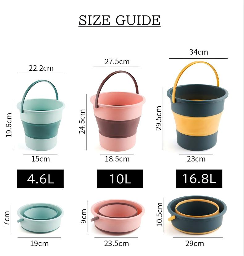 Silicone Foldable Water Container Portable Handle Washing Bucket
