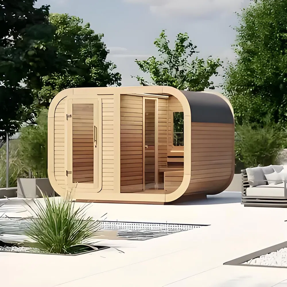 Premium Outdoor Electric Red Cedar Steam Sauna Room for Relaxation