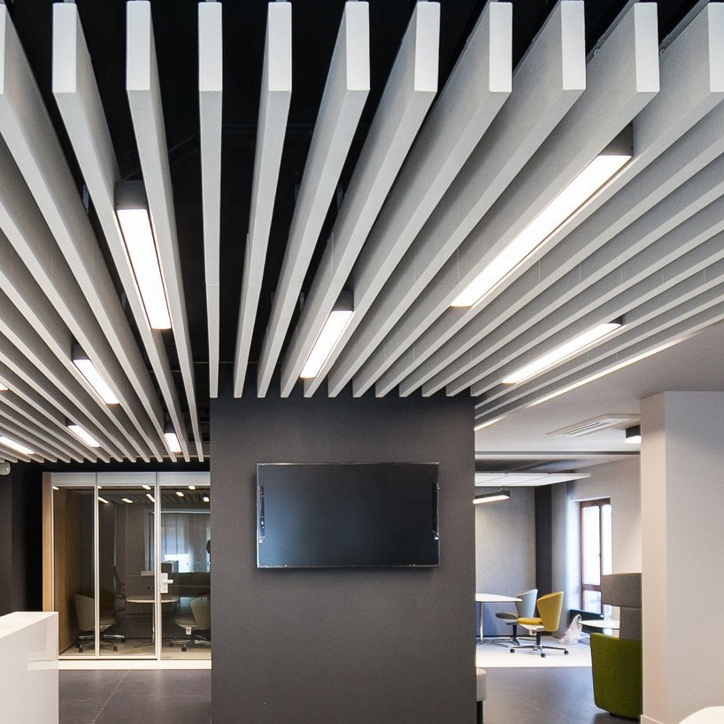 Custom-Length Fiberglass Baffles with Nrc 0.9 and Modular Connectors for Variable Ceiling Heights in Retail Stores