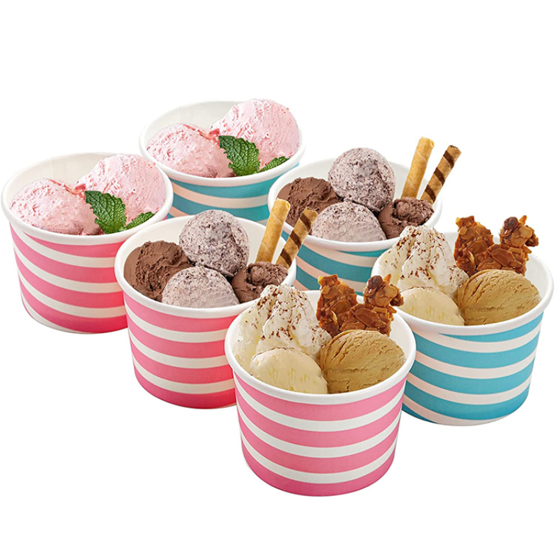 Wholesale Personalized Disposable Yogurt 3oz 4oz 8oz 16oz Ice Cream Paper Cup with Lid