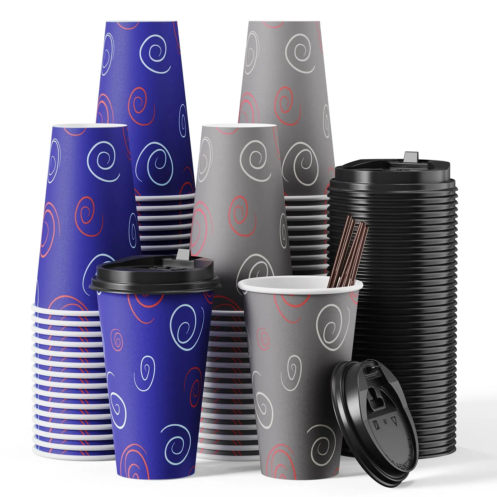 Бумажные стаканчики для кофе с крышкой и печатью