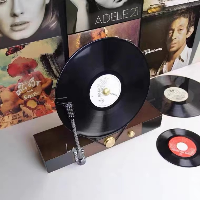Modern Vintage Solid Wood Gramophone Phonograph Music Theme Home Decorations Vinyl Record Player