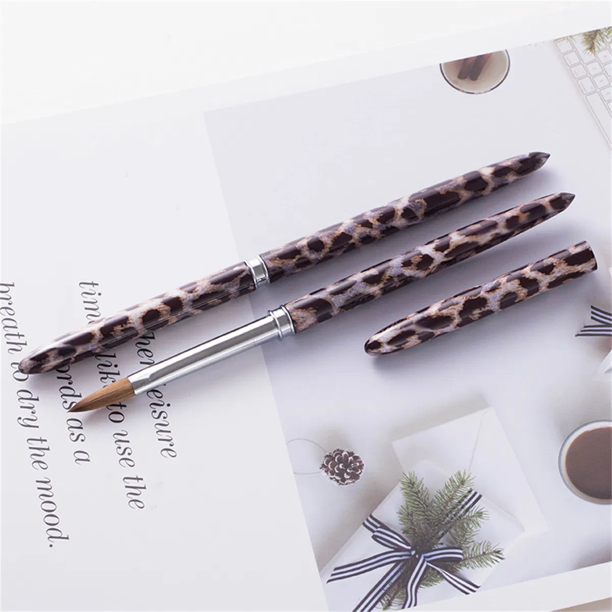 Custom Logo Leopard Print Nail Brushes 100% Kolinsky Acrylic Nail Brush Pure Kolinsky Nail Art Brush Nail Tools
