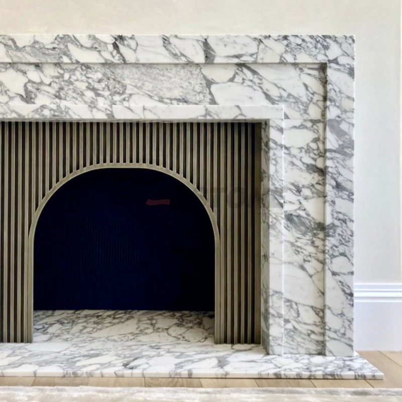 Starstone Fireplace Idea Arabescato Corcia White Marble Fire Surround for Living Room