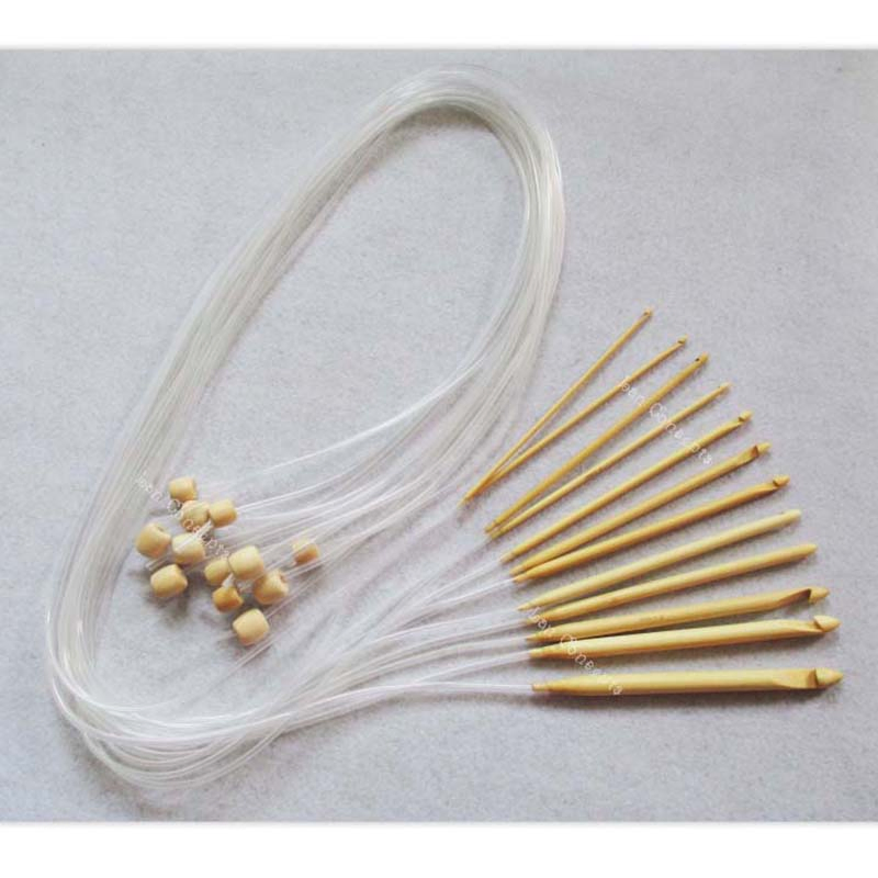 12 Sizes Afghan Bamboo Knitting Needle Crochet Hook Carpet Hooks DIY Craft Yarn Tool