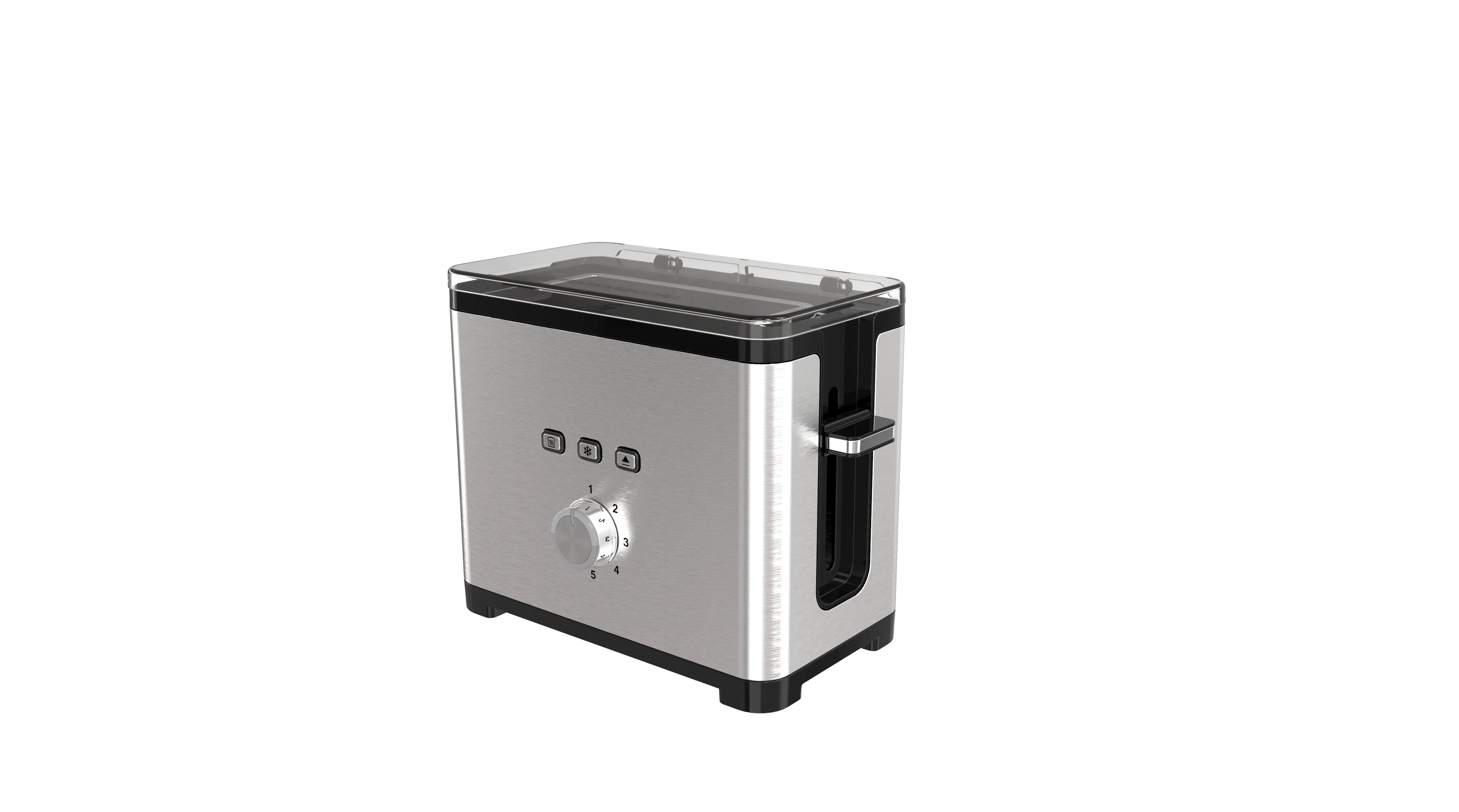 CE CB ETL Approved SUS Appearance Bread Toaster, 1-Slice Capacity, Compact Toaster Oven, Snack Maker, Reheat, Defrost, 600 Watts, Stainless Steel