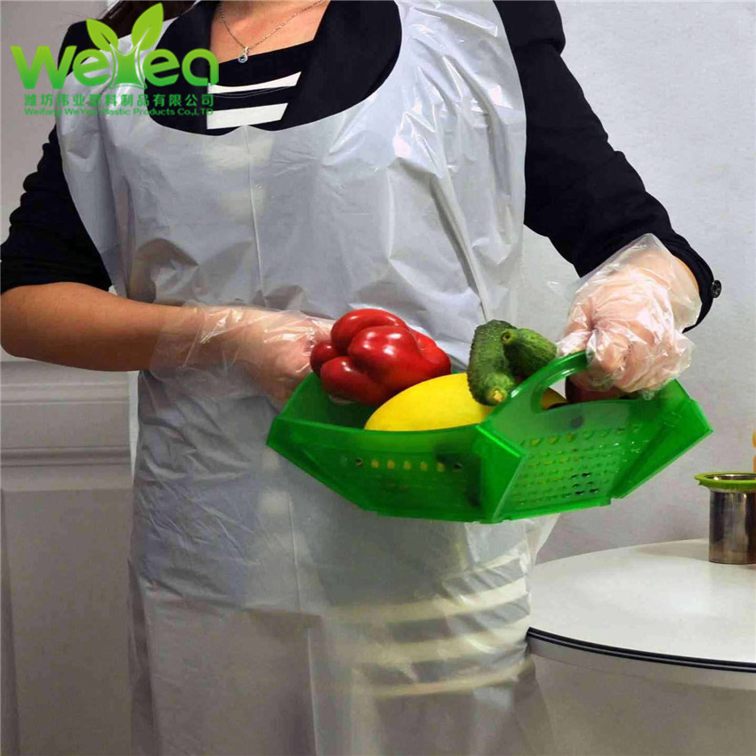 White Embossed Plastic Disposable PE HDPE LDPE CPE Kitchen Aprons
