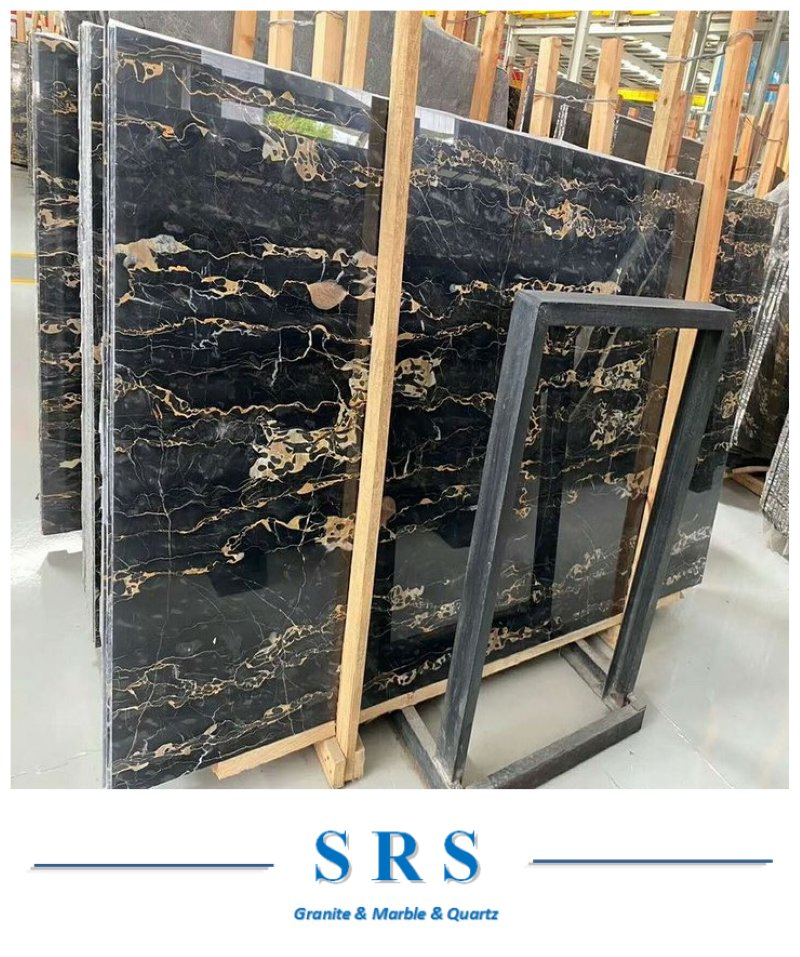 Polished Black and Gold Portoro Marble for Slab/Tile/Countertop/Table Top