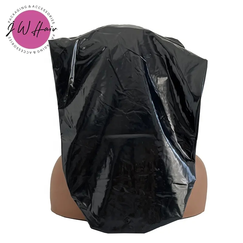 Bath Caps with Snap Waterproof PVC Long Curly Braid Hair Shower Caps