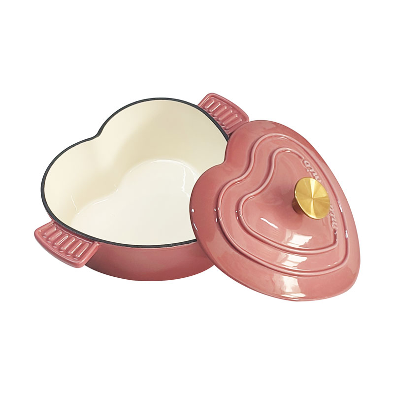 Traditional Soup Cooking Pot Heart Shape Covered Dutch Oven Enameled Cast Iron Cooking Pot Casserole with Lid