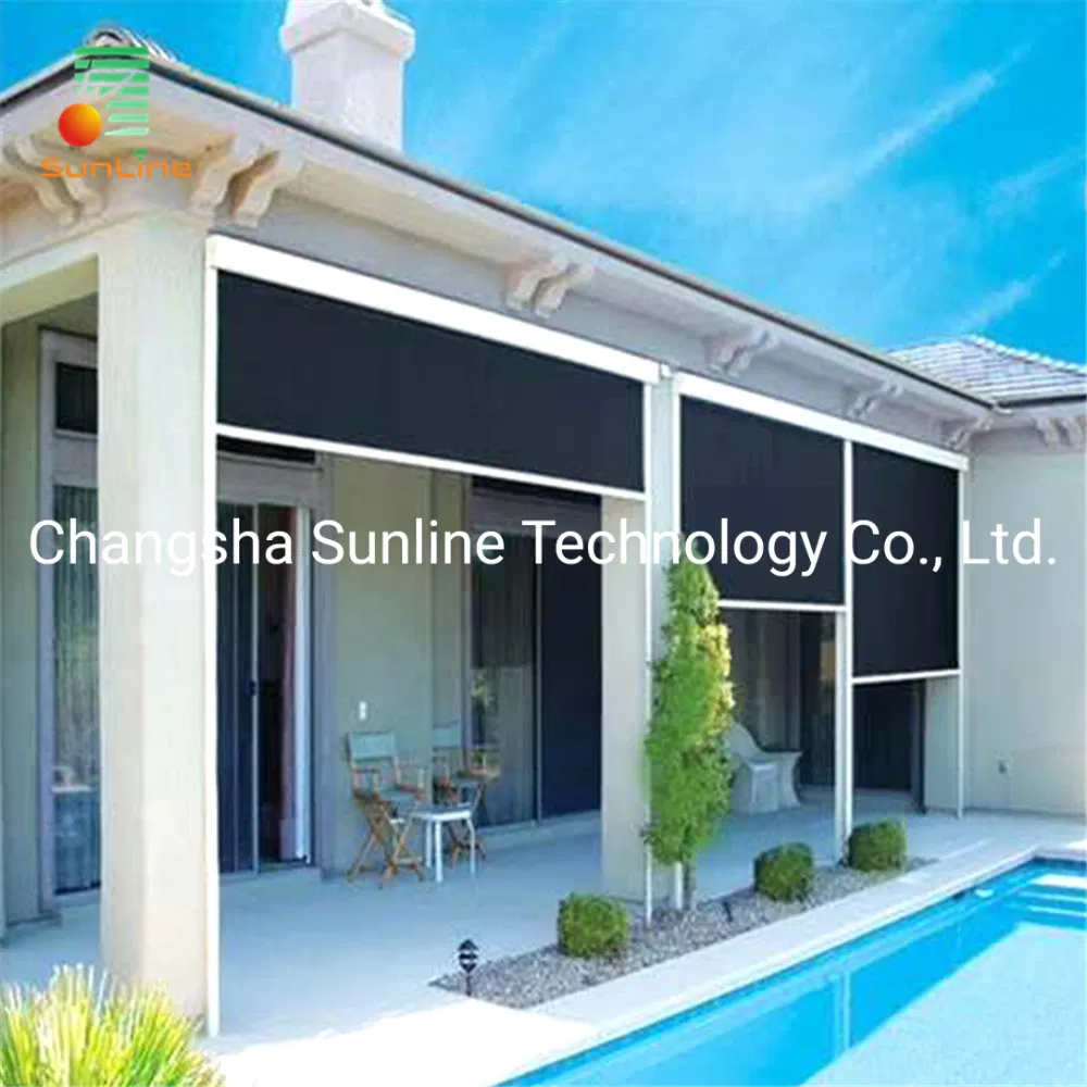 Windproof Sun Shade Outdoor Clear Zip Screens Roller Blinds, Blackout Blinds