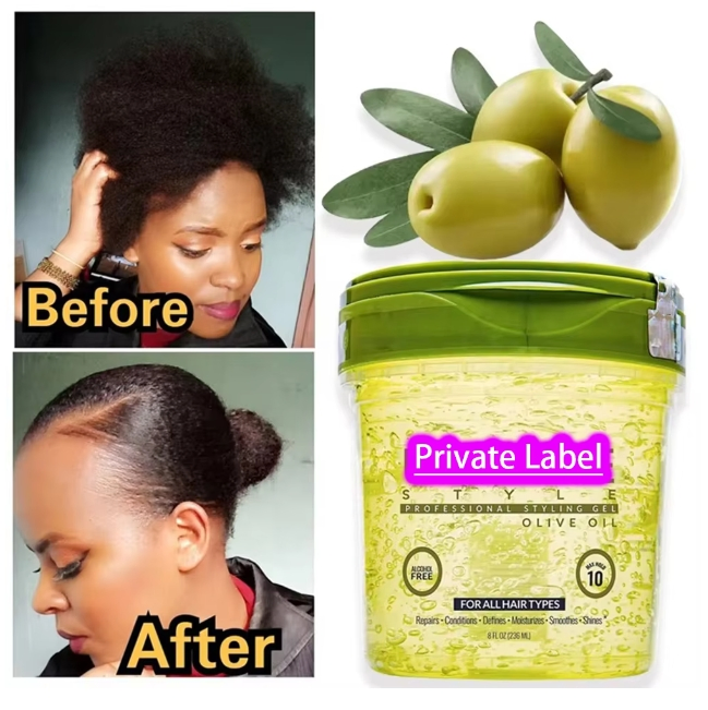 Hair Styling Waxes and Free Styling Gel with Olive Oil for Women Braiding Curly Gel Strong Hold Lock N Twist Slick Hair
