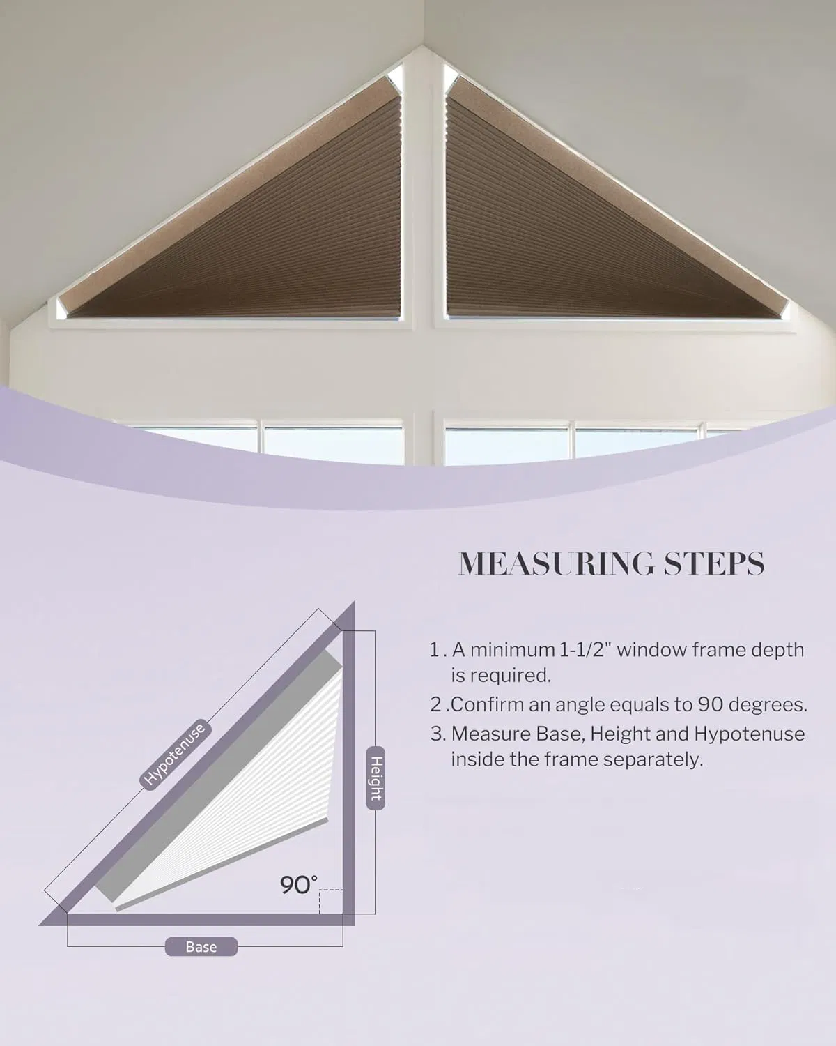 Triangle Honeycomb Blinds Smart Angled Blinds Compatible with Solar Powered