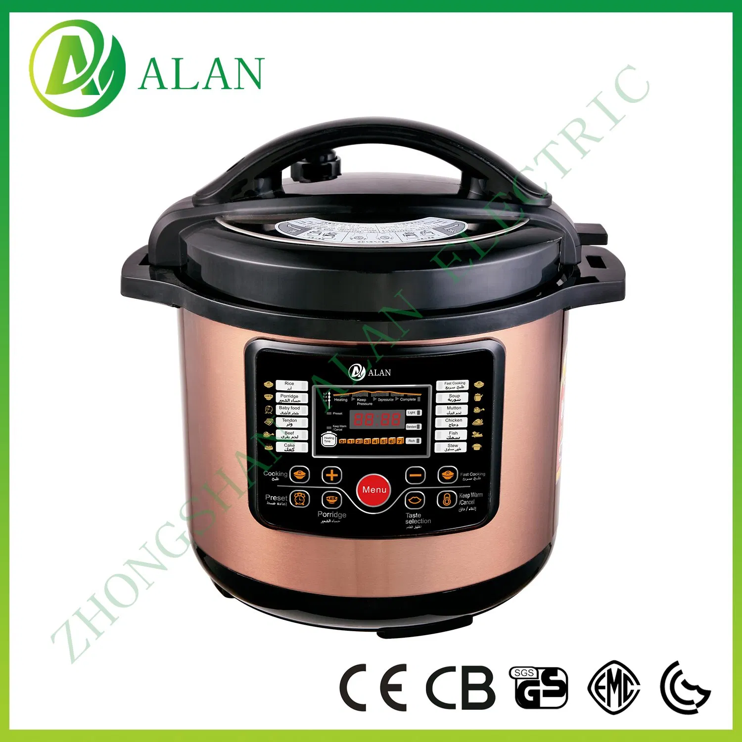 CE/CB/EMC/G-Mark Certificate Big Screen Widely Used Large Zhongshan National Electric Pressure Cooker 4/5/6/8/10/12L