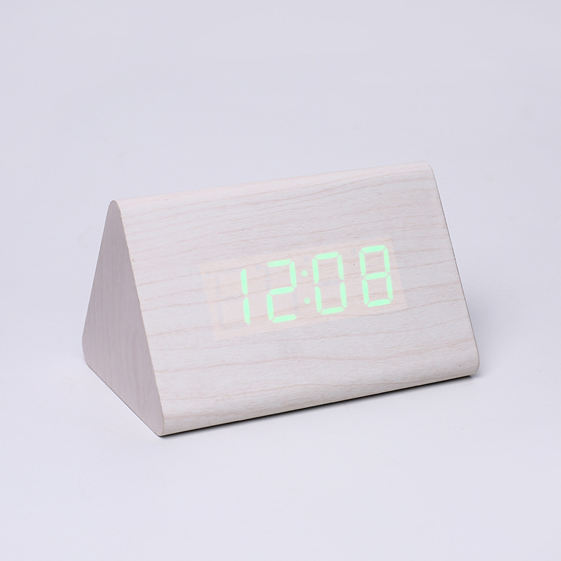 Wooden LED Electronic Clock Table Pendant Digital Luminous Silent Desktop Bedside Alarm
