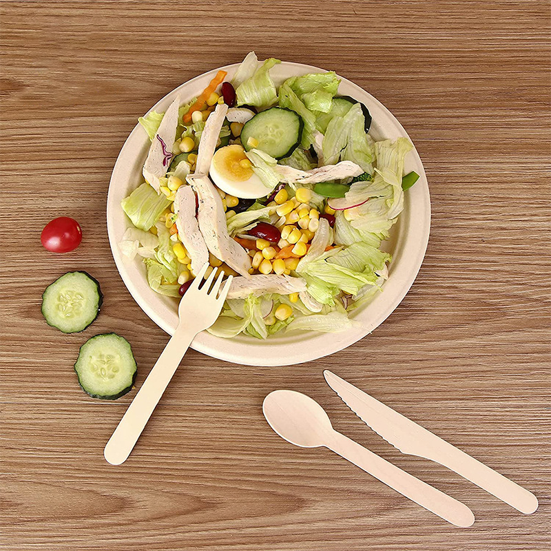 Custom Disposable Wooden Spoon Fork Tableware Wholesale Cake Dessert Knife Fork Spoon