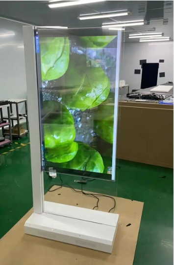 55-дюймовая OLED прозрачная цифровая вывеска с сенсорным экраном