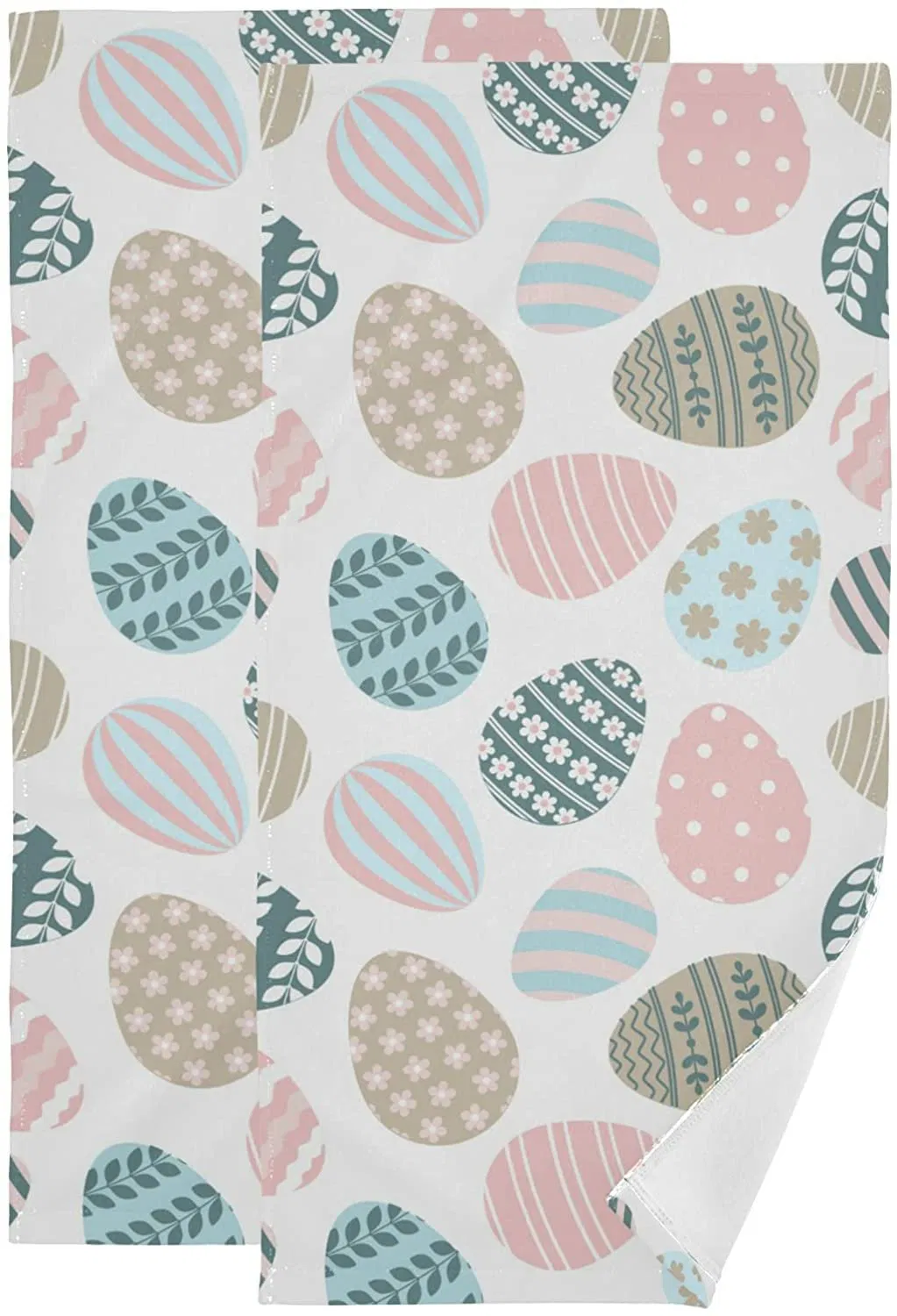 Happy Easter Eggs Hand Bath Towel Hanging Towels Set Bunny Tail Rabbits Flowers Kitchen Dish Towel Highly Absorbent 2PCS