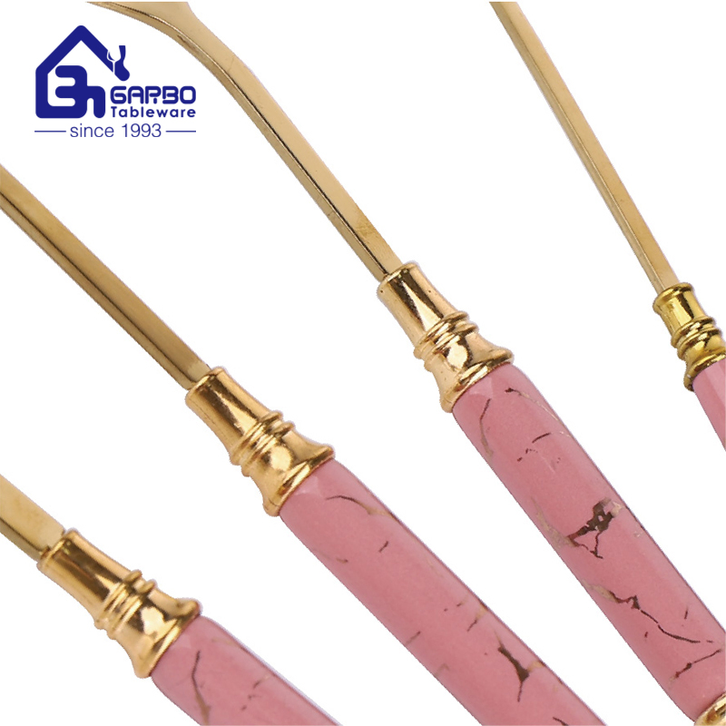 Wholesale 410 Stainless Steel 24PCS Cutlery Set with Colorful Marble Sleeve Handle Window Box Pack