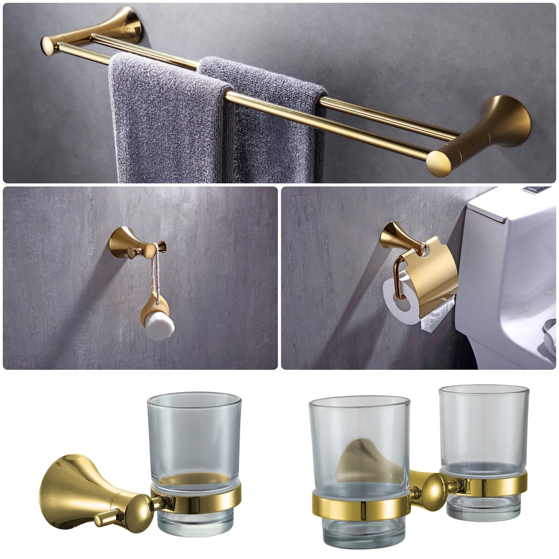 Stainless Steel Bathroom Hardware Bath Shower Set Accessories Towel Rack Paper Holde Hooks