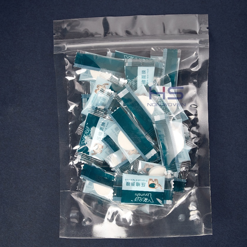 Non Woven Disposable Lint Free Cotton Facial Mask Sheet Compressed