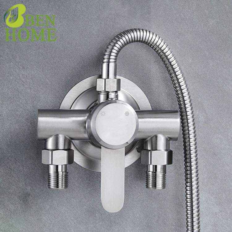 Downward Bath Shower Faucet Hot Cold Water Wall Mounted Faucet Bathroom 304 Stainless Steel