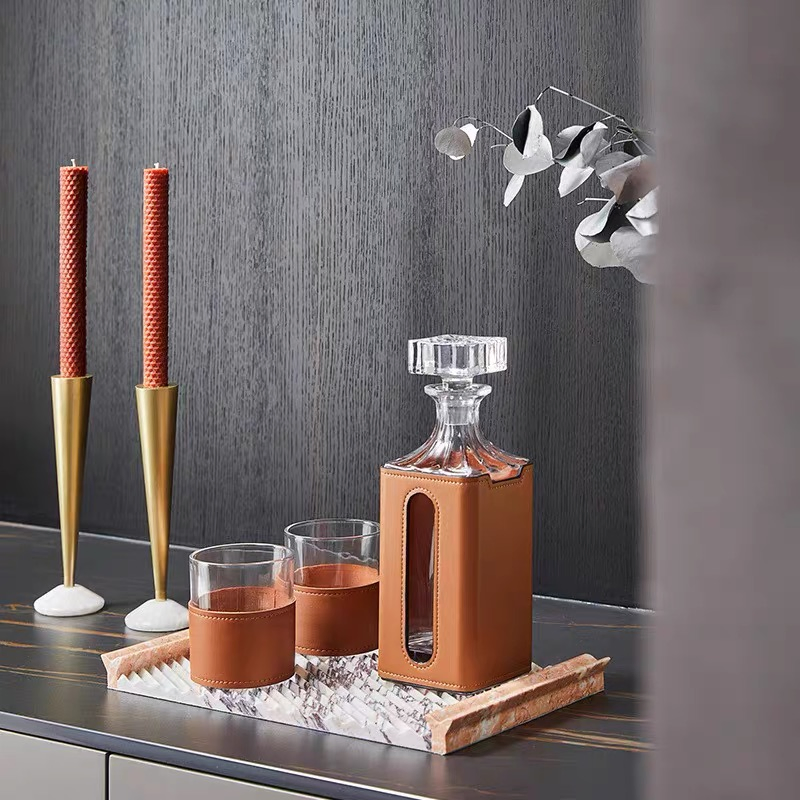 Modern Luxury Whiskey Bottle Glass Set for Bars, Hotels, and Home Decor