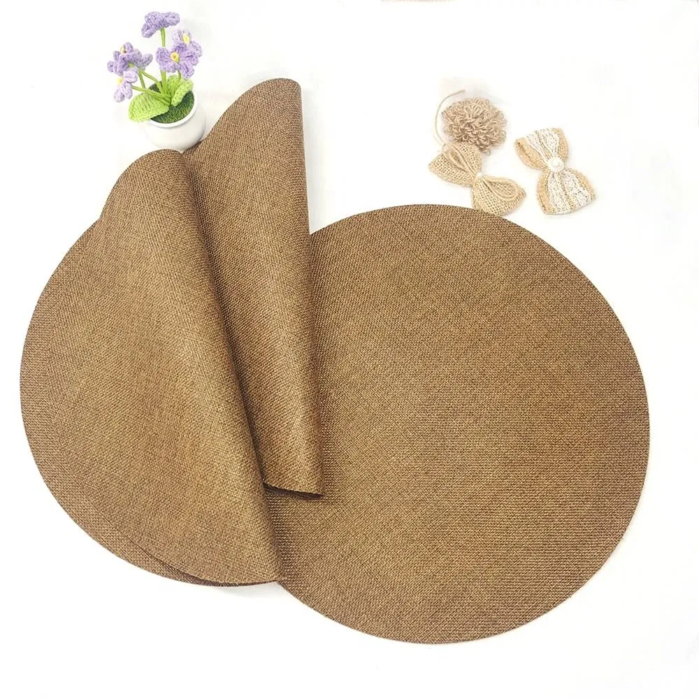 Wholesale Printed Soft Polyester Waterproof Placemats Table Decor Brown Round Placemat