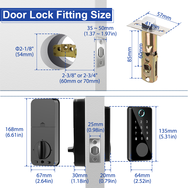 Camakt Cerradura Inteligente Fingerprint Smart Lock IP65 Waterproof APP Control CE/RoHS Certified for Home Door Smart Locks