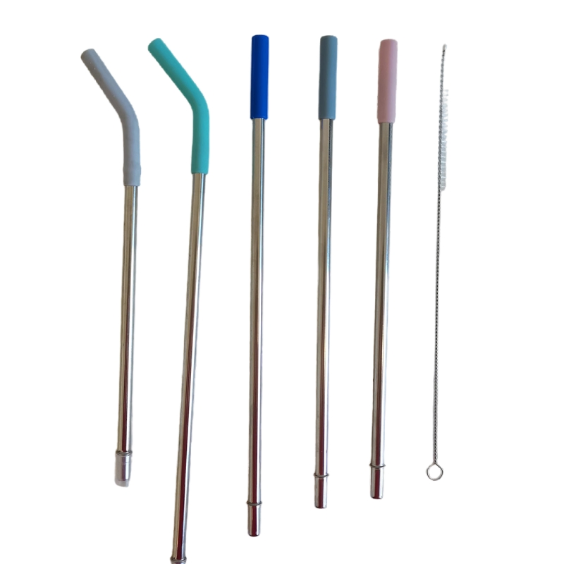 Customized Colorful Reusable Drinking Stainless Steel and Silicone Straws