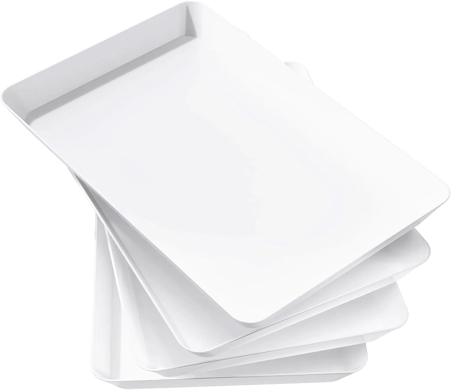 BPA-Free Reusable Plastic White Serving Tray for Buffets Celebrations Picnics