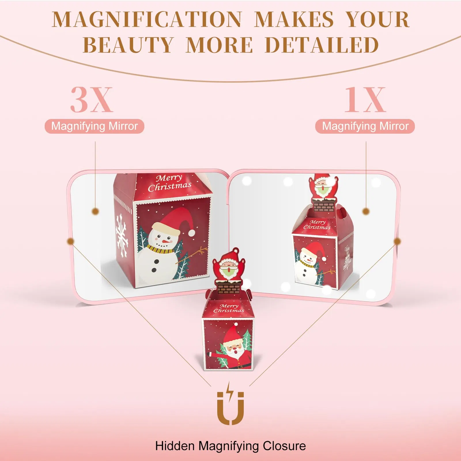 Portable Pocket Mirror with Built-in Battery and LED Light