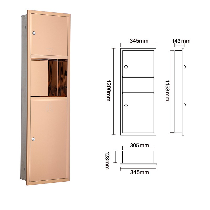 Bathroom Accessories Stainless Steel Wall-Mounted 2 in 1 Paper Towel Dispenser