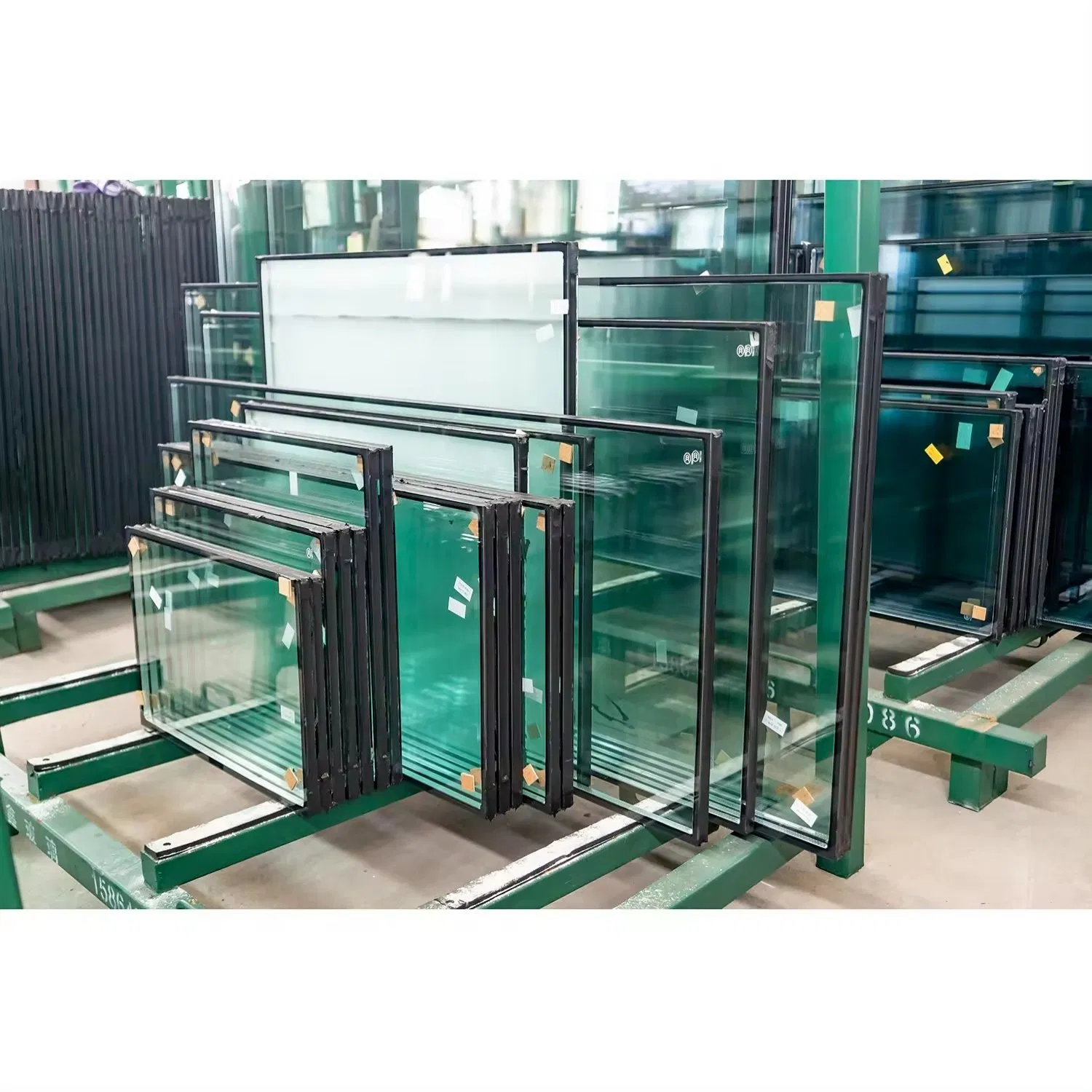 Oversized Black Aluminum Hollow Glass Folding Patio Door Glass Bi-Fold Door