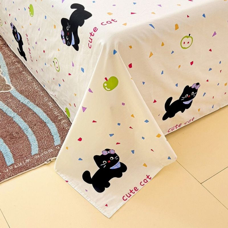 Skin-Friendly and Soft Pure Cotton ODM/OEM Cartoon Printed Bed Linen Pillowcases Bedding Set Single Flat Sheet Wholesale Bed Sheets