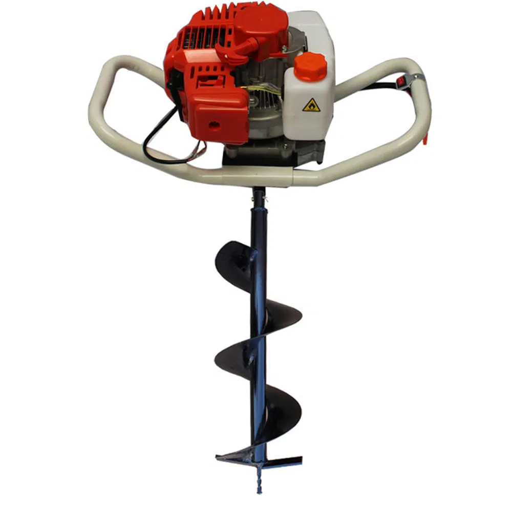 2 Stroke 52cc Gasoline Petrol One Man/Two Man Operate Handheld Handpush Auger Drill Ground Driller with 44-5 Engine with Brake System Quick Stop