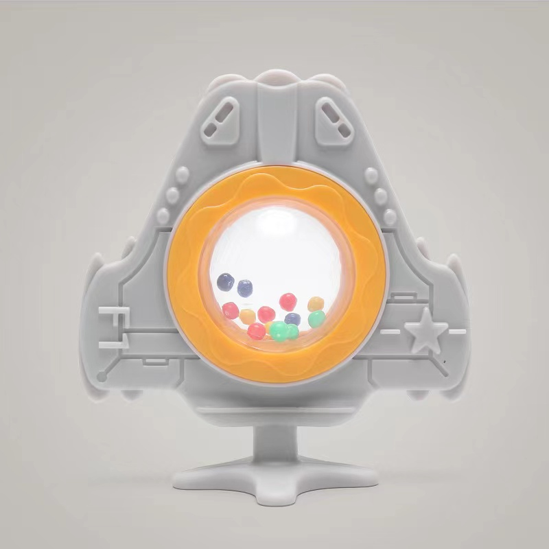 New Arrival Baby Chewing Toy Space Ship Shape Rattle Bell Silicone Baby Teether