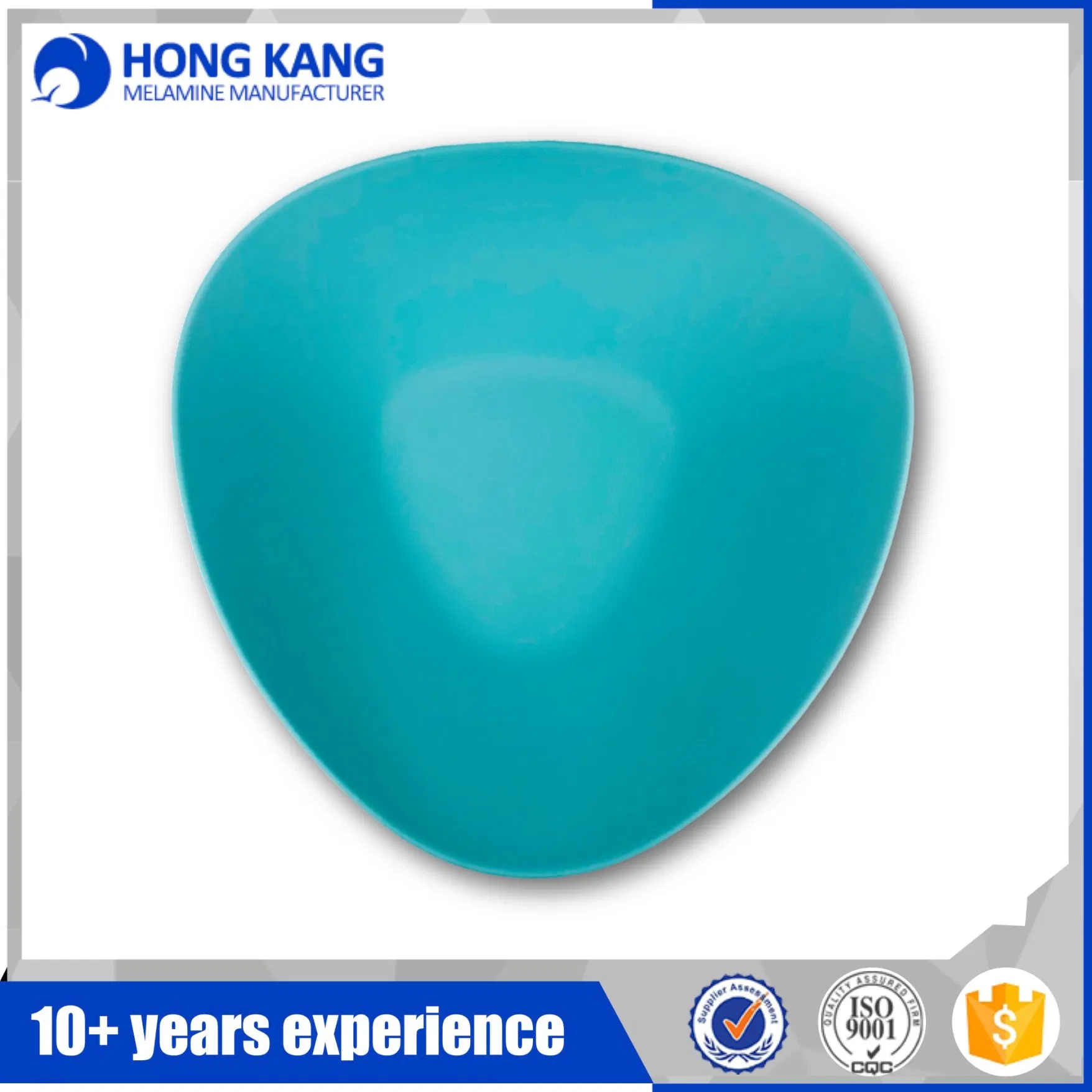 10.9-Inch Melamine Teal Blue Triangle Wan Bowl