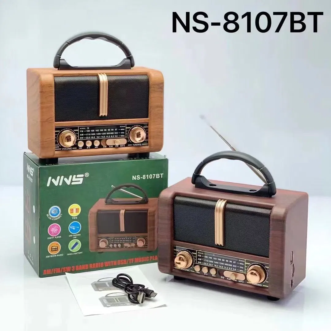 Ретро радио NS-8107BT с Bluetooth, деревянный корпус