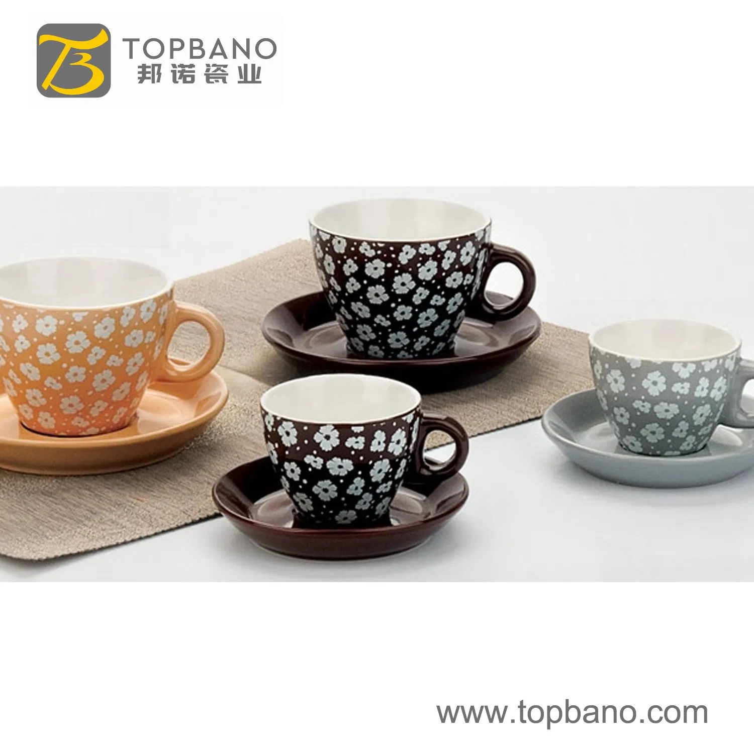 Wholesale Customized Tea Coffee Porcelain Stoneware Ceramic Cup and Saucer
