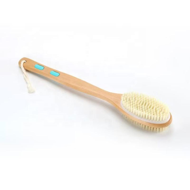 Eco Conscious Natural Wood and Wool Bath Brush Long Handle Option Handmade Wooden Soft Wool Bath Brush