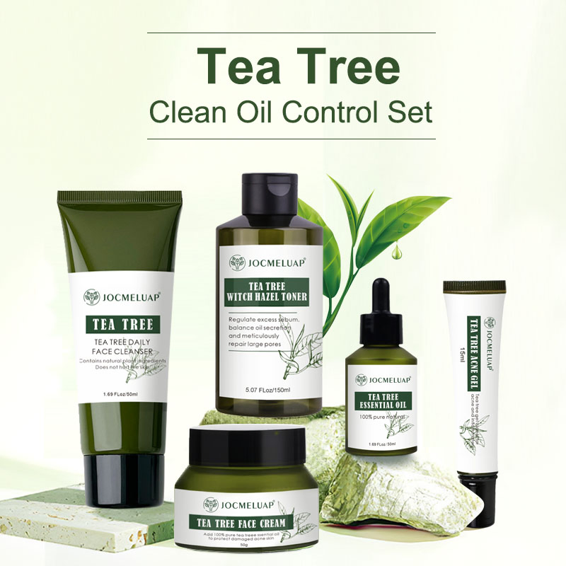 Private Label Anti Aging Hyaluronic Acid Whitening Facial Cleanser Face Wash Face Cream Tea Tree Skin Care Set