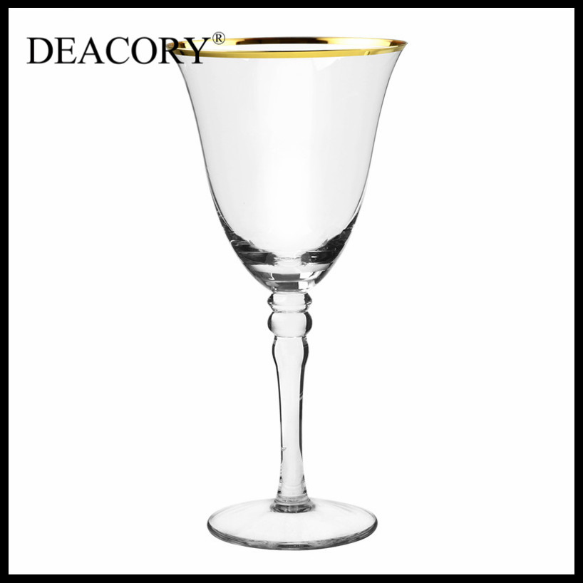 Luxury Double Bead Wine Glass with Gold-Colored Rim for Wedding Toasts