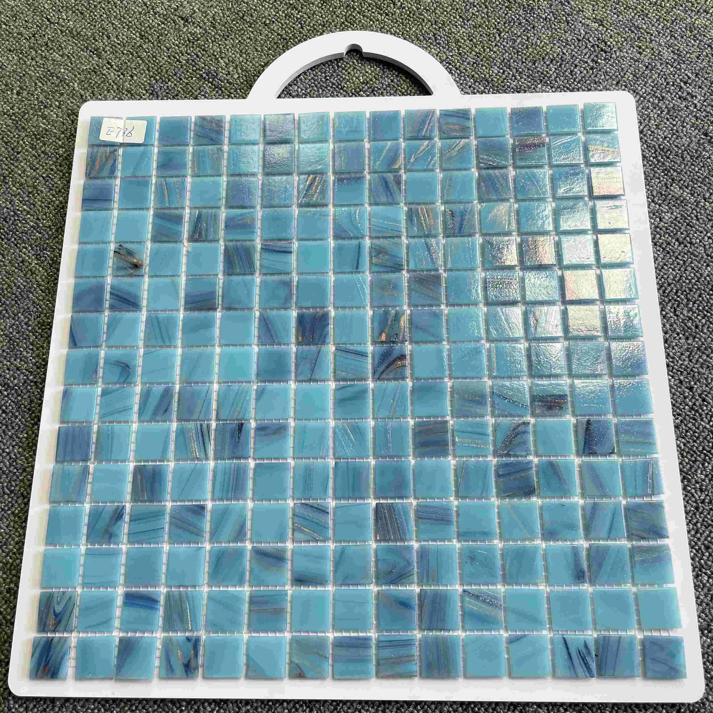 Голубая стеклянная мозаика для бассейна, 20x20 мм